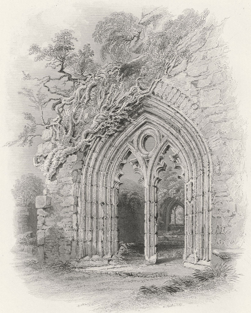 WALES. Cloister, Sacristy, Tintern Abbey-Bartlett c1860 old antique print